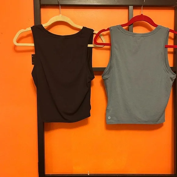 Athleta Twist-Knot Sleeveless Tank Top - Black & and Gray Blue - Picture 2 of 8